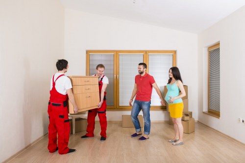 Organized furniture storage solution in Tooting with protected sofas and tables